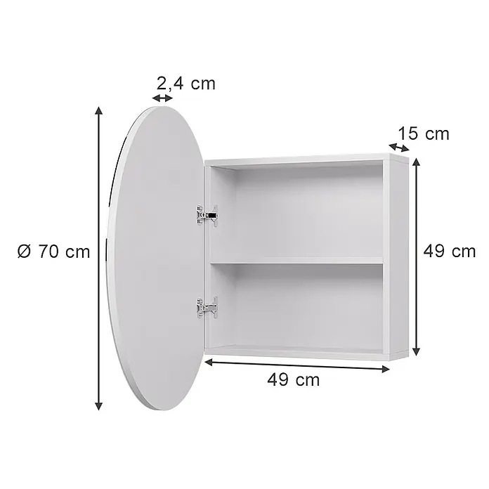 Vicco Spiegelschrank Loki Weiß mit 2 Fächern - B x H: 70 x 70 cm, Sonstiges, Weiß