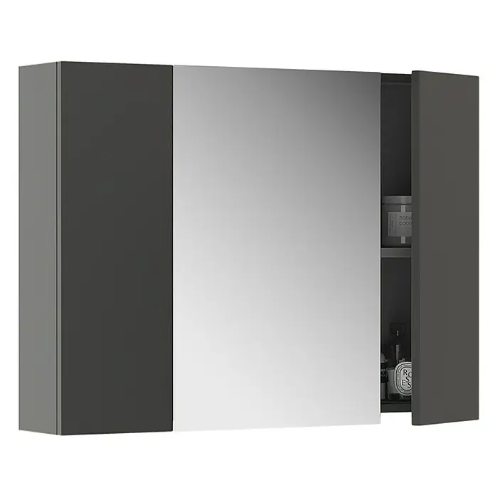 Vicco Spiegelschrank Leopold Anthrazit mit Regalen - B x H: 80 x 59,2 cm, Sonstiges, Anthrazit