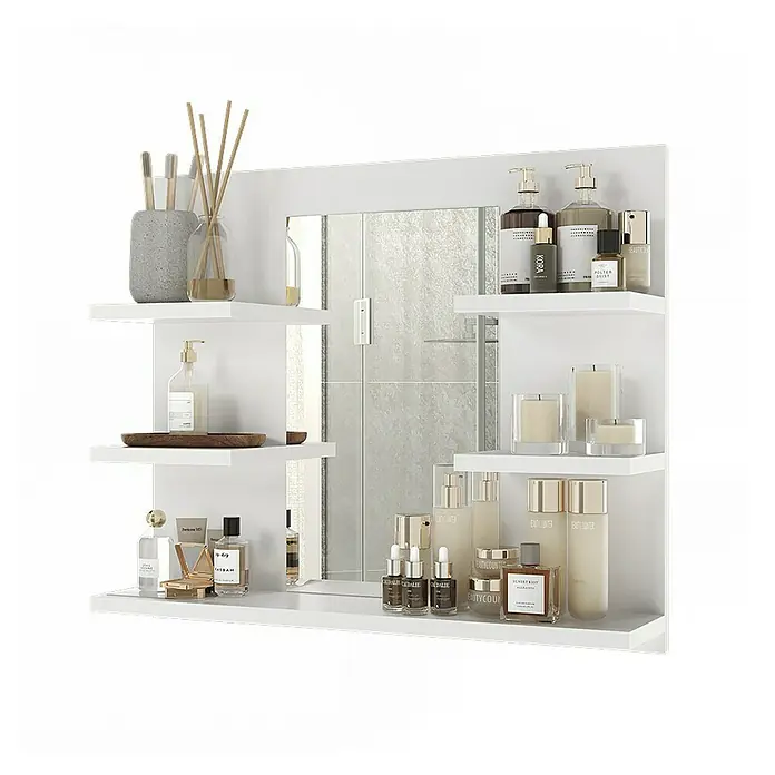 Vicco Spiegelschrank Wilbur Weiß mit Regalen - B x H: 58,8 x 50 cm, Sonstiges, Weiß