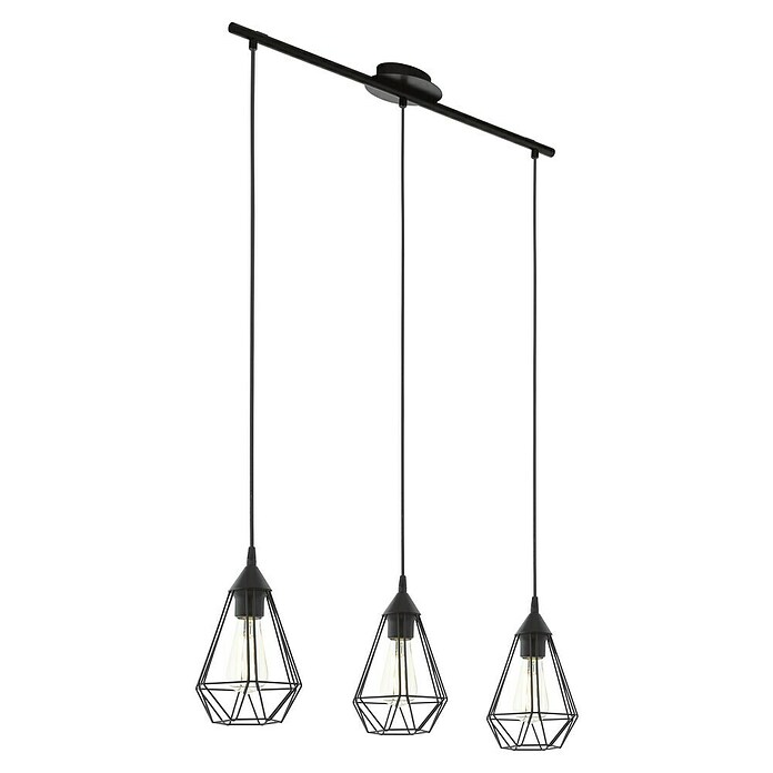 Eglo Tarbes Pendelleuchte (3 x 60 W, Schwarz, L x B x H: 79 x 17,5 x 110 cm)