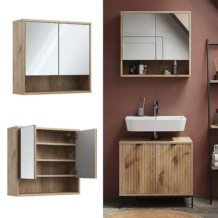Vicco Spiegelschrank Eliza Viking Oak mit 2 Türen - Sonstiges, Viking Oak