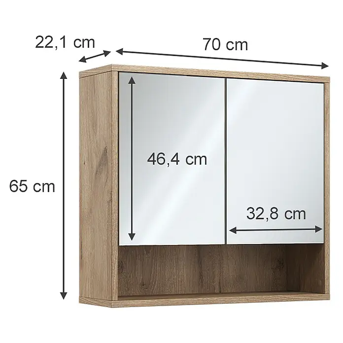 Vicco Spiegelschrank Eliza Viking Oak mit 2 Türen - Sonstiges, Viking Oak