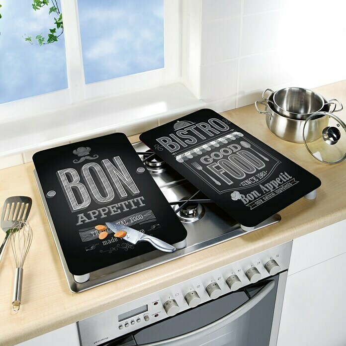 Wenko Placa de protección de vidrio Bon appetit (L x An: 52 x 30 cm, Negro)
