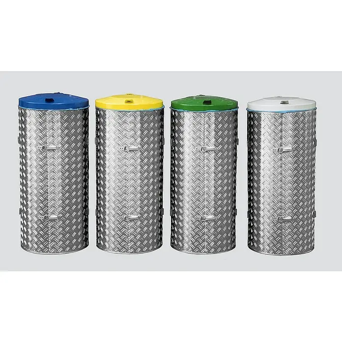 Proregal Standard-Mülleimer mit Tür - 120 l, Edelstahl, Blau