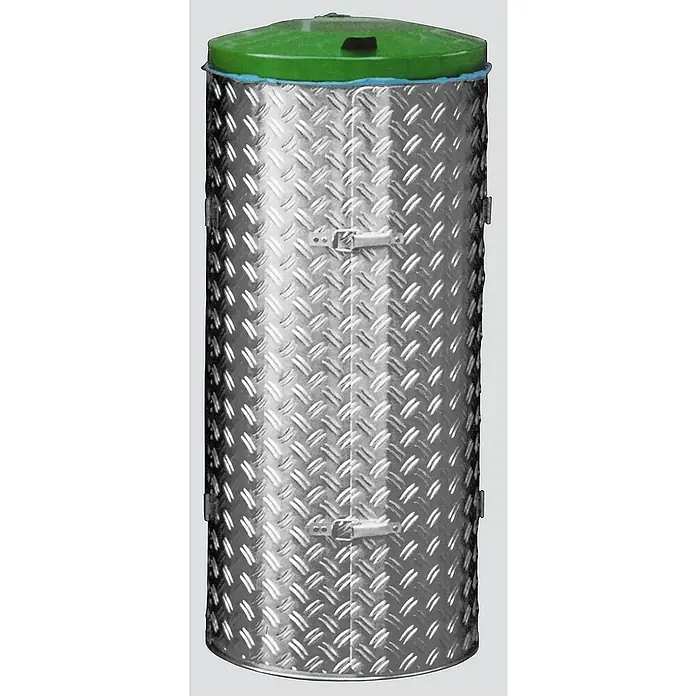Proregal Standard-Mülleimer mit Tür - 120 l, Edelstahl, Grün