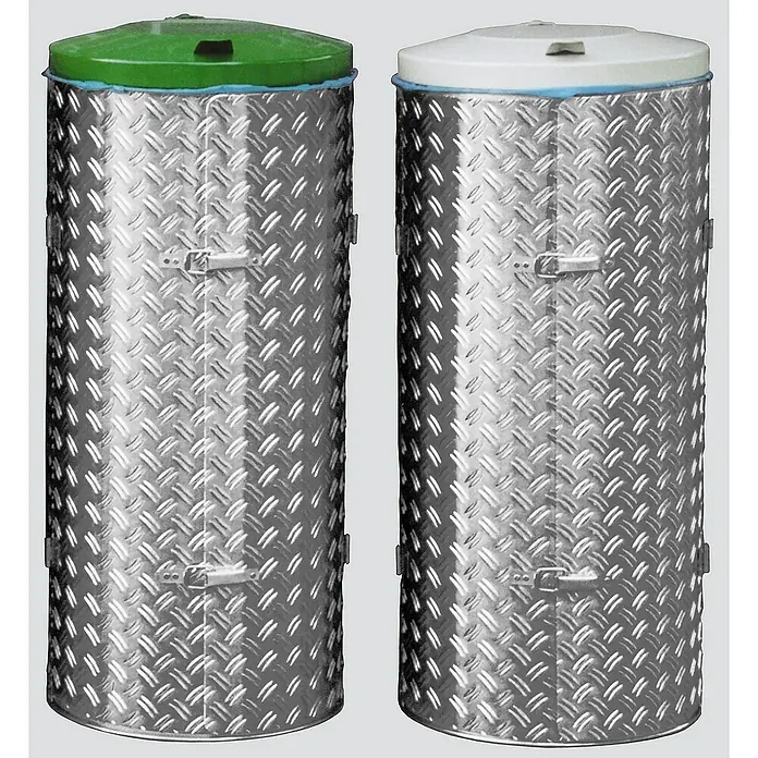 Proregal Standard-Mülleimer mit Tür - 120 l, Edelstahl, Grün