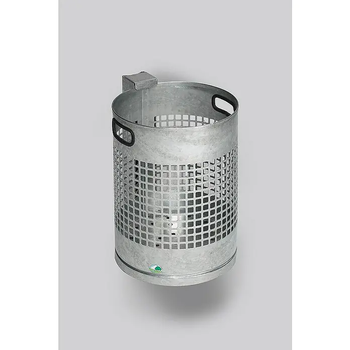 Proregal Standard-Mülleimer zur Wand- oder Rohrbefestigung - 30 l, Stahl, Feuerverzinkt