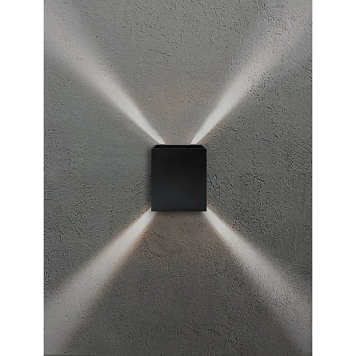 Starlux LED-Außenwandleuchte Effect - 6 W, 10 x 6 x 12 cm, Anthrazit, IP65 - Moderne LED-Wandleuchte in Schwarz, die ein schönes Lichtmuster an einer strukturierten Wand erzeugt. Perfekt für stilvolle Innen- und Außenbereiche.