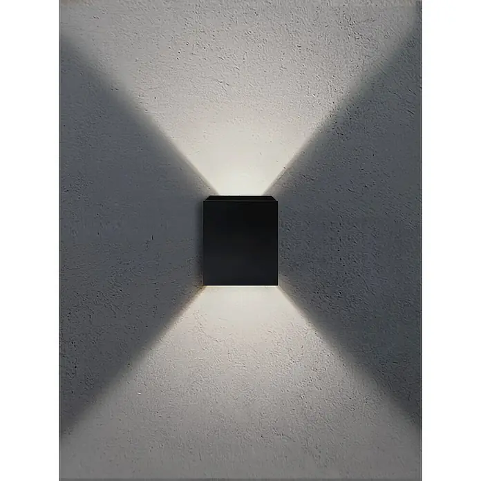 Starlux LED-Außenwandleuchte Effect - 6 W, 10 x 6 x 12 cm, Anthrazit, IP65 - Wandleuchte mit quadratischem, schwarzem Gehäuse, das Licht nach oben und unten abstrahlt und einen modernen Akzent setzt.