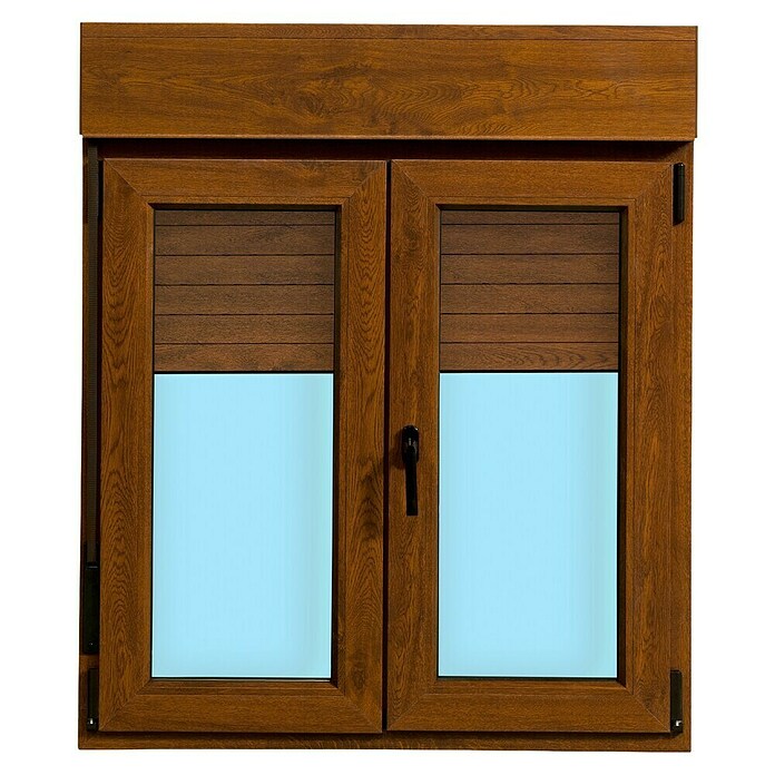 Ventana de PVC practicable-oscilobatiente (105 x 118 cm, Derecha, Marrón, Con persiana de PVC) | BAUHAUS