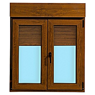 Ventana de PVC practicable-oscilobatiente (105 x 118 cm, Derecha, Marrón, Con persiana de PVC)