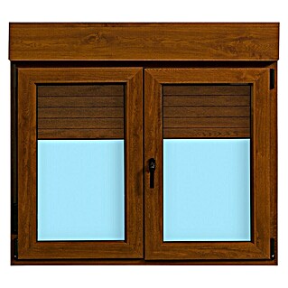 Ventana de PVC practicable-oscilobatiente (140 x 118 cm, Derecha, Marrón, Con persiana de PVC)
