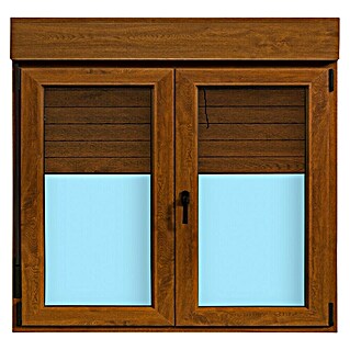 Ventana de PVC practicable-oscilobatiente (140 x 138 cm, Derecha, Marrón, Con persiana de PVC)