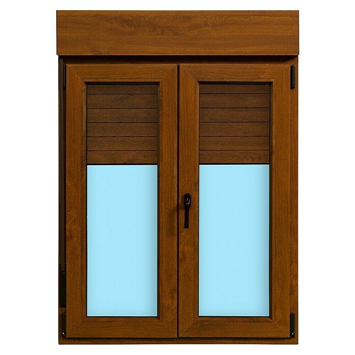 Ventana de PVC practicable-oscilobatiente (100 x 138 cm, Derecha, Marrón, Con persiana de PVC) | BAUHAUS