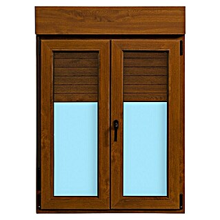 Ventana de PVC practicable-oscilobatiente (100 x 138 cm, Derecha, Marrón, Con persiana de PVC)