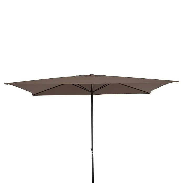 Sunfun Parasol Venecia II - Taupe, 300 x 200 cm, Aluminio - Imagen de una sombrilla rectangular marrón con un robusto poste central, ideal para proporcionar sombra y protección UV al aire libre.