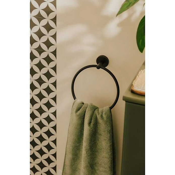 Cosmic Toallero de anilla Dual Start (Ancho: 20 cm, Negro, Mate) | BAUHAUS