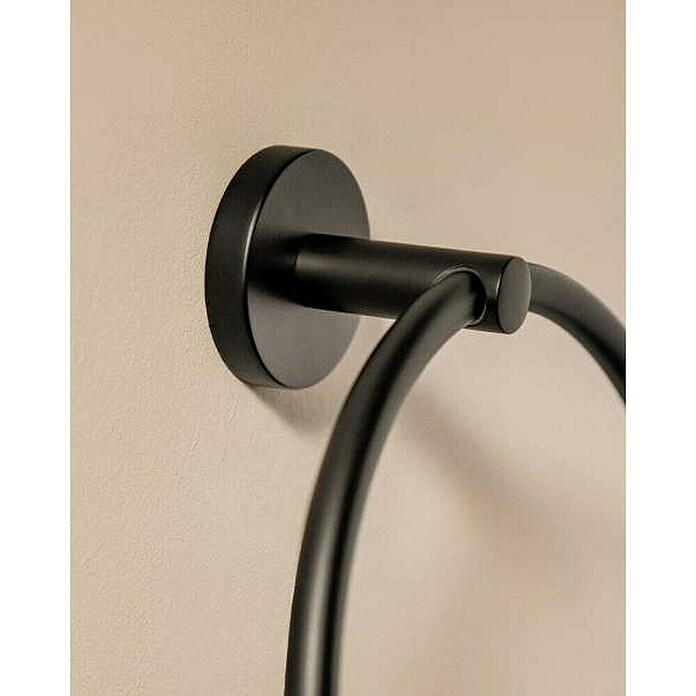Cosmic Toallero de anilla Dual Start (Ancho: 20 cm, Negro, Mate) | BAUHAUS