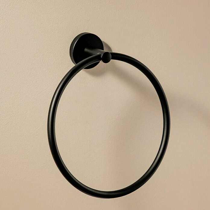 Cosmic Toallero de anilla Dual Start (Ancho: 20 cm, Negro, Mate) | BAUHAUS