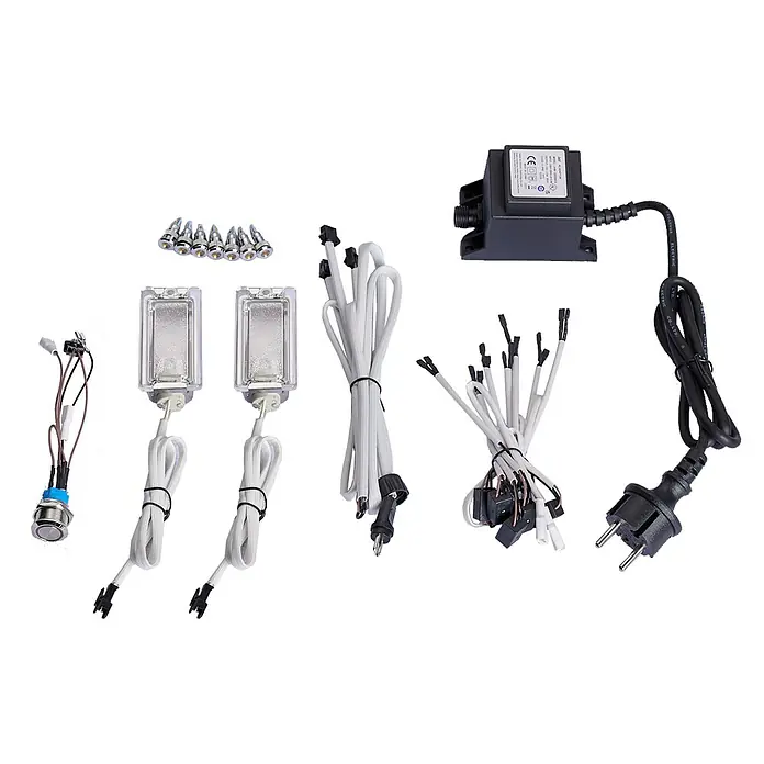 Kingstone Ersatzteil-Set Grilllicht Cube - Passend für: Kingstone Cube Outdoorküche 4500 - Ein komplettes Set für ein elegantes Beleuchtungssystem, inklusive Lampen, Trafo, Kabel und Schalter.