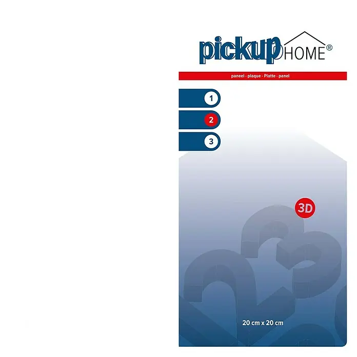 Pickup 3D Home Schild - L x B: 20 x 20 cm, Weiß - Ein 3D-Panel von Pickup Home mit den Maßen 20x20 cm, ideal für die Wandgestaltung mit einfacher Montage in drei Schritten.