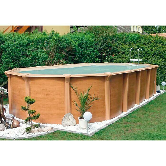 KWAD Pool-Set Supreme Wood (L x B x H: 6,1 x 3,7 x 1,32 m, Fassungsvermögen: 22.100 l, Oval)