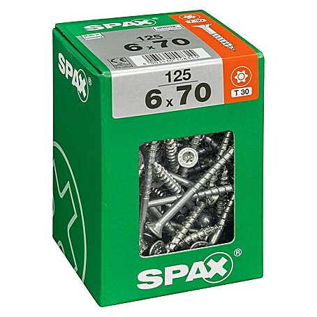 Spax T-Star plus Universalschraube T-Star plus (Ø x L: 6 x 70 mm, WIROX Oberfläche, T-Star plus, 125 Stk.)