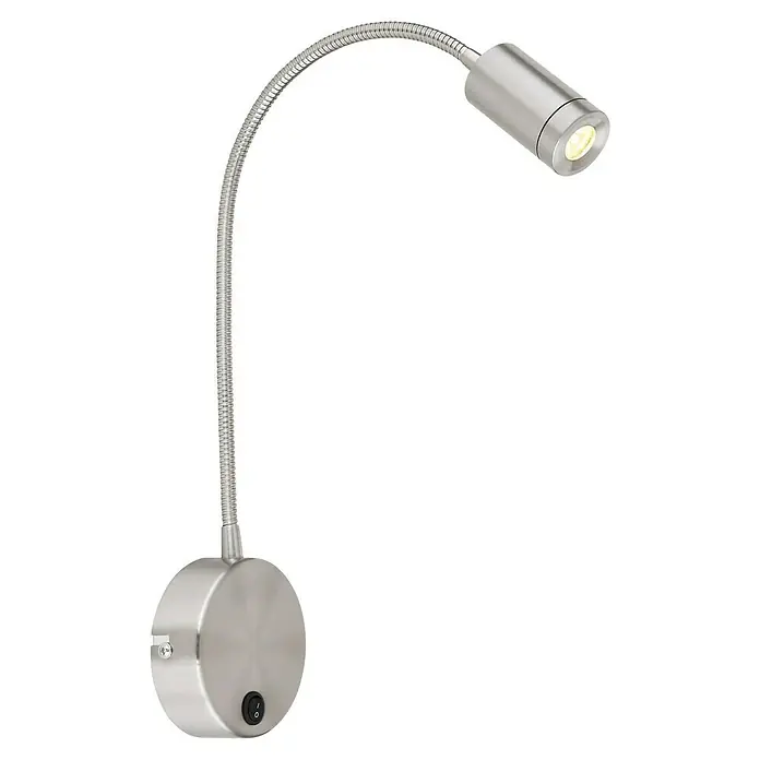 Globo LED-Wandleuchte Milly - 3 W, Schwarz, Nickel, Warmweiß, B x H: 9 x 50 cm - Wandleuchte mit flexiblem Arm und rundem Sockel, perfekt als Leselampe. Modernes Design in Silber.