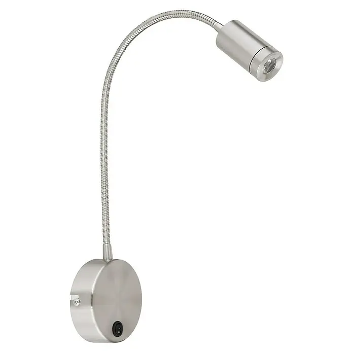 Globo LED-Wandleuchte Milly - 3 W, Schwarz, Nickel, Warmweiß, B x H: 9 x 50 cm - Moderne Wandleuchte mit flexiblem Arm und LED-Spot für gezielte Beleuchtung. Ideal als Leselampe im Schlafzimmer oder Büro.