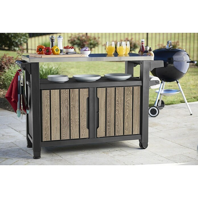 Keter Mesa de servicio Unity XL (L x An: 134 x 52 cm, Marrón/Antracita) | BAUHAUS