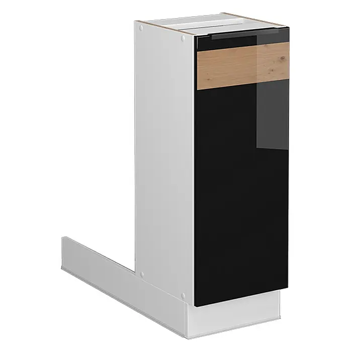 Vicco Inselküche Fame-Line Schwarz Eiche hochglanz ohne Arbeitsplatte - Breite: 30 cm, Schwarz Eiche hochglanz, Ohne Elektrogeräte
