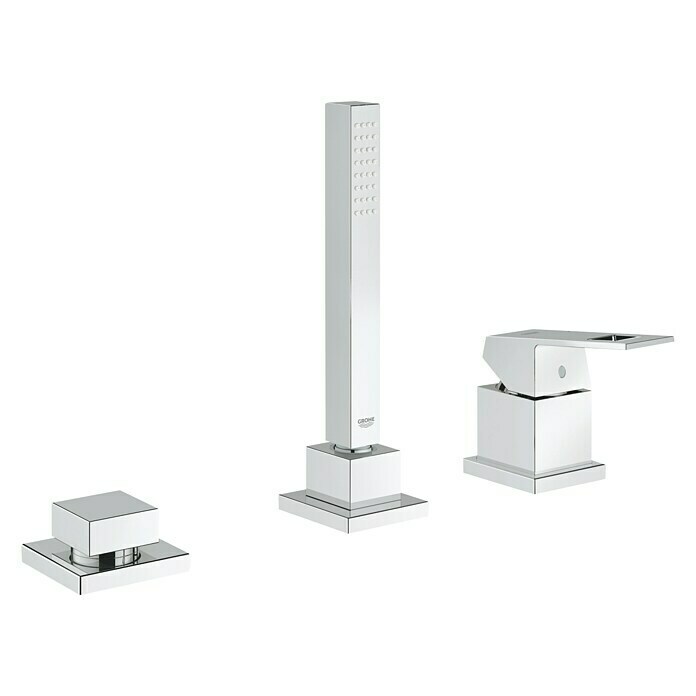 Grohe Eurocube Wannenrandarmatur3-Loch, Chrom, Glänzend Front View