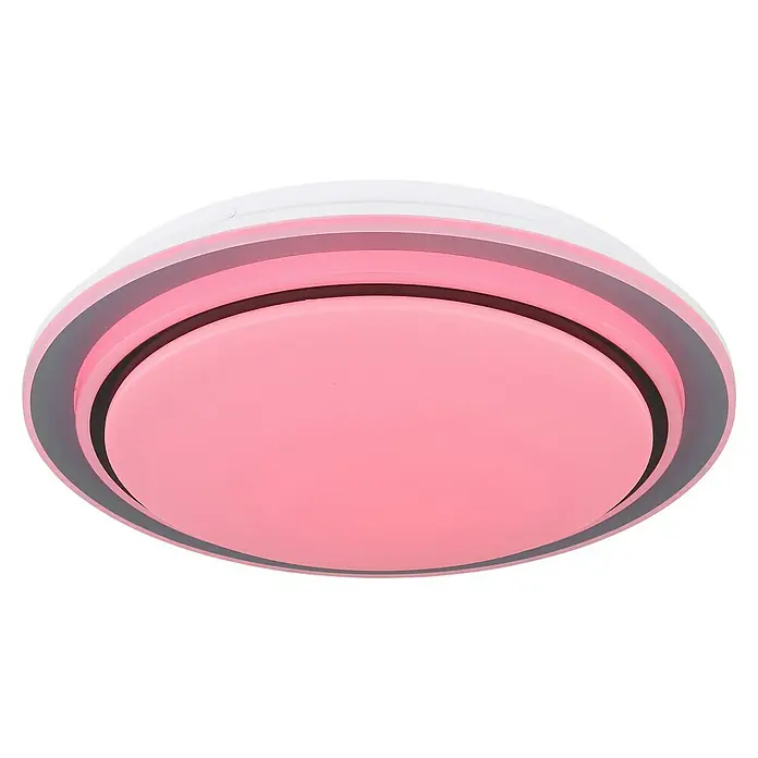 Globo LED-Deckenleuchte rund Foppa - 24 W, Ø x H: 40 x 7 cm, Schwarz - Runde LED-Deckenleuchte mit pinkfarbener Beleuchtung und modernem Design für eine stilvolle Raumausleuchtung.