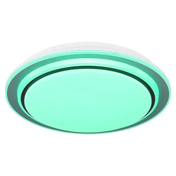 Globo LED-Deckenleuchte rund Foppa - 24 W, Ø x H: 40 x 7 cm, Schwarz - Moderne Deckenleuchte mit grünem Lichteffekt. Das runde Design sorgt für eine angenehme Atmosphäre im Raum.