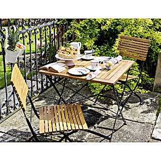 Sunfun Moni Balkonmöbel-Set II (3 -tlg., Akazie/Stahl, Naturbraun/Schwarz)