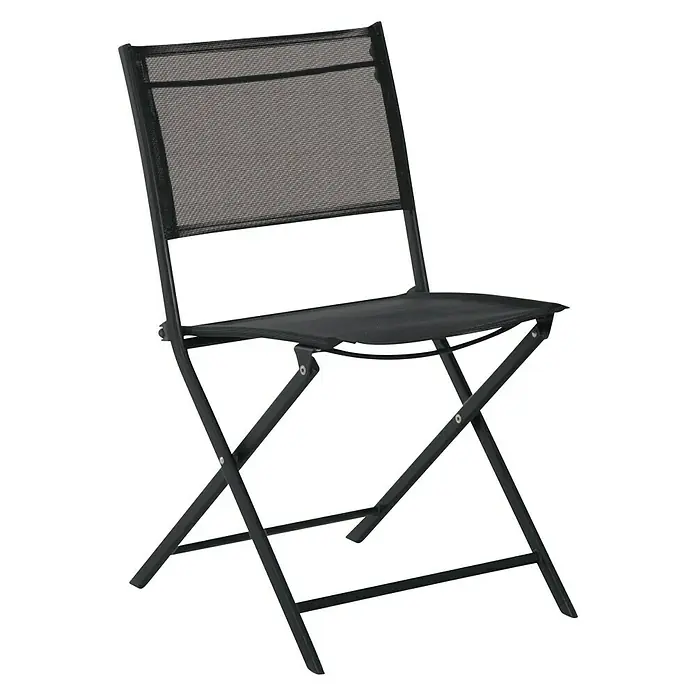 Sunfun Silla de jardín Lea - An x Pr x Al: 46 x 52 x 81 cm, Negro, Acero/Textiline - Silla plegable negra para uso exterior con respaldo de malla para mayor comodidad y fácil almacenamiento. Perfecta para terraza.