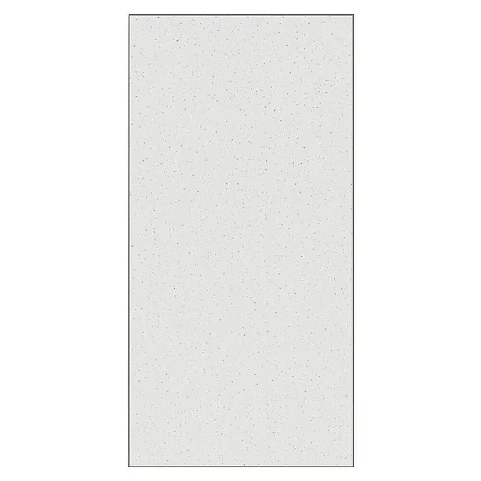 Bariperfil Protector de pared de cocina Backsplash - Andrómeda White, 60 x 98 cm, Aluminio - Vista detallada de una superficie de cuarzo gris claro con finas motas, ideal para encimeras de cocina o tocadores de baño.