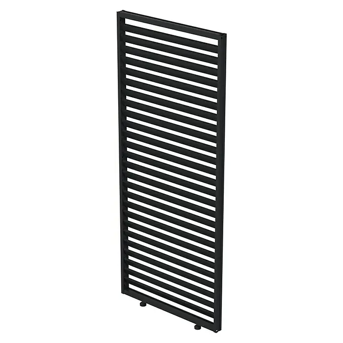 Sunfun Milos Pared lateral de pérgola - An x Al: 92 x 221,5 cm, Antracita - Un panel acústico negro rectangular con superficie acanalada y marco oscuro, diseñado para mejorar la calidad del sonido.