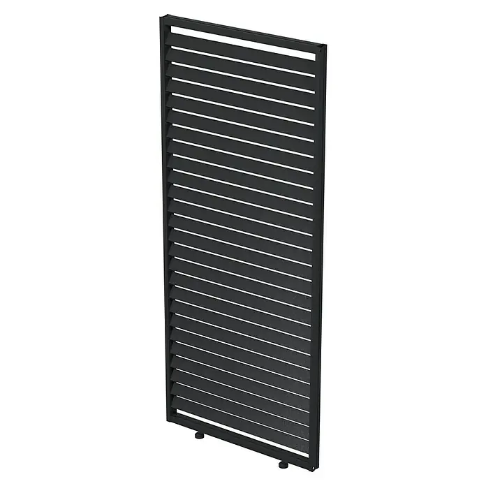Sunfun Milos Pavillon-Seitenwand Lamellen - B x H: 92 x 221,5 cm, Night-Grey - Nahaufnahme eines grauen, rechteckigen Lüftungsgitters mit horizontalen Lamellen für eine optimale Luftzirkulation.