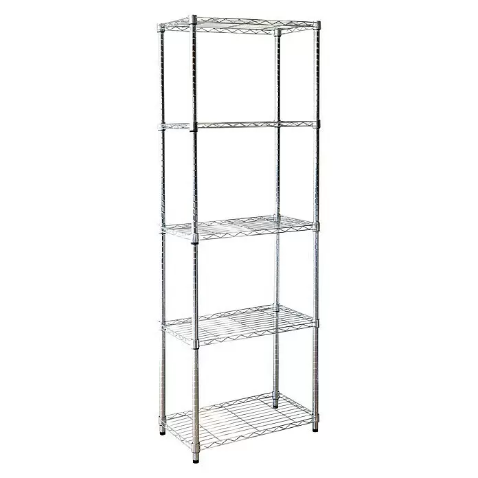 Estantería metálica Stylo - Al x An x Pr: 180 x 60 x 35 cm, Número de baldas: 5 ud., Inserción, Cromo - Estantería de alambre cromado de cinco niveles, ideal para almacenamiento en diversos entornos.