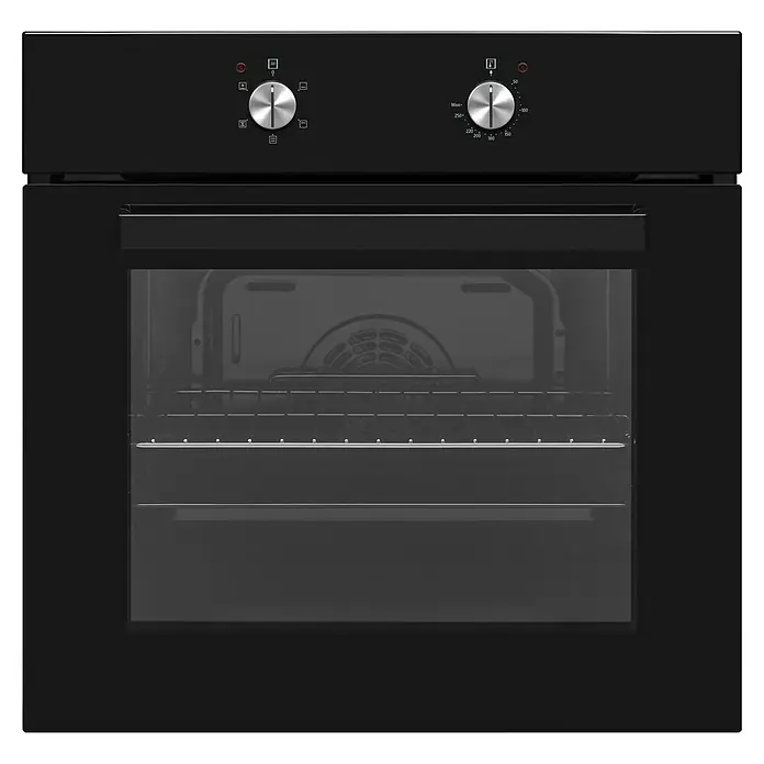 Flex-Well Cara Winkelküche - L x B: 170 x 280 cm, Schilfgrün Antifingerprint / Artisan Eiche, Mit Elektrogeräten, Fibonitspüle - Schwarzer Einbaubackofen mit Temperaturregler und verschiedenen Heizprogrammen für optimale Backergebnisse.