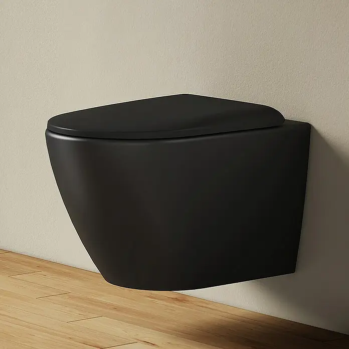 Emke Wand-WC Vero - Spülrandlos, Mit schmutzabweisender Glasur, Schwarz