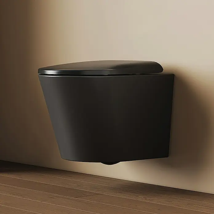 Emke Wand-WC Luno - Spülrandlos, Mit schmutzabweisender Glasur, Schwarz
