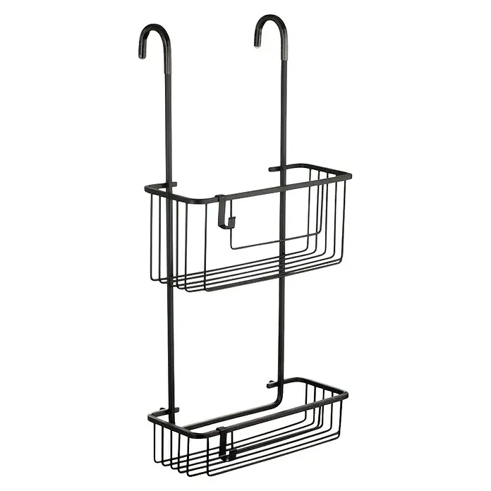 Tatay Cesta de baño Aluminum - L x An x Al: 28 x 15,5 x 56 cm, Aluminio, Negro - Estante colgante para ducha con dos cestas para champú y gel, ideal para la ducha.