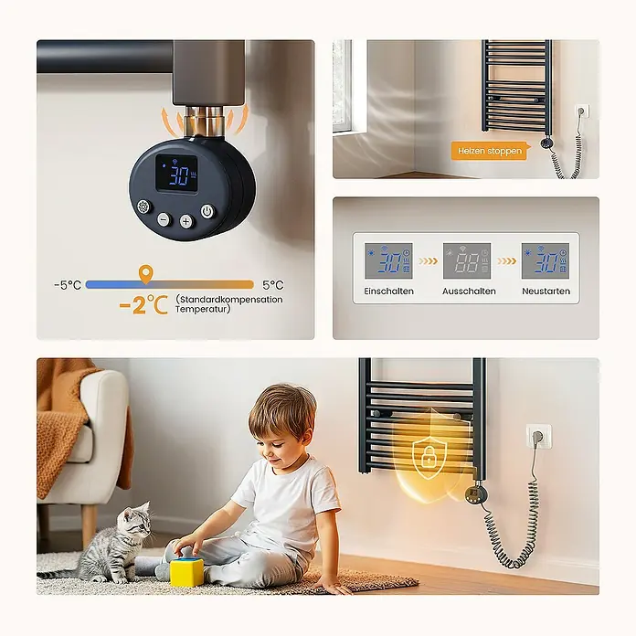 Emke Elektro-Badheizkörper Kurvenförmig Handtuchwärmer - B x H: 50 x 120 cm