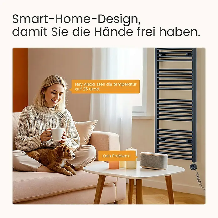 Emke Elektro-Badheizkörper Kurvenförmig Handtuchwärmer - B x H: 40 x 120 cm