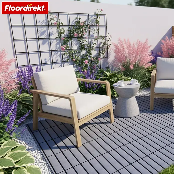 Floordirekt Klickfliese Terrassenfliese Elyse 30 x 30 cm 11er Set Polypropylen Klickfliese Grau - Polypropylen, 11 Stk.