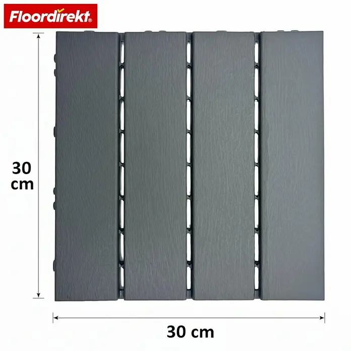 Floordirekt Klickfliese Terrassenfliese Elyse 30 x 30 cm 11er Set Polypropylen Klickfliese Grau - Polypropylen, 11 Stk.