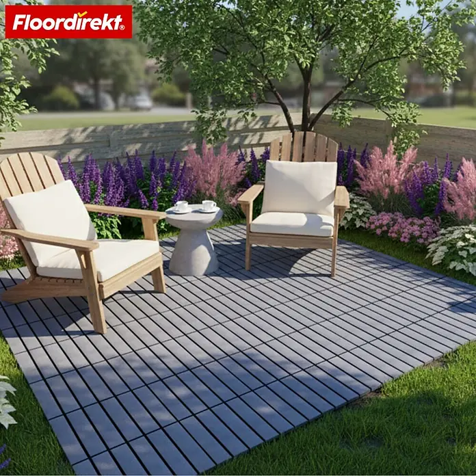 Floordirekt Klickfliese Terrassenfliese Elyse 30 x 30 cm 11er Set Polypropylen Klickfliese Grau - Polypropylen, 11 Stk.