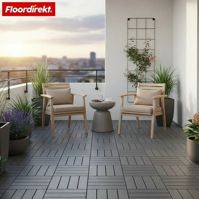 Floordirekt Klickfliese Terrassenfliese Elyse 30 x 30 cm 11er Set Polypropylen Klickfliese Grau - Polypropylen, 11 Stk.